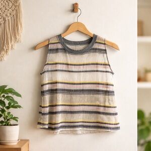 FP Movement Free‎ People Sheer Striped Tank Top Small Lightweight Sheer Layering